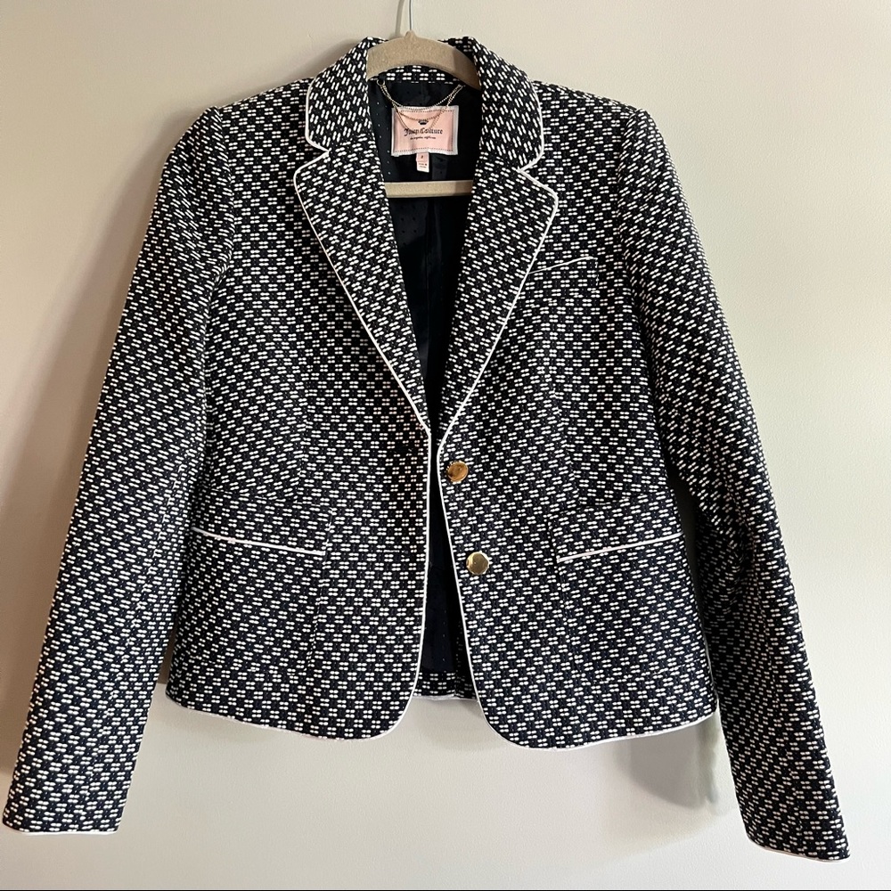 Juicy Couture Navy and White Tweed Blazer